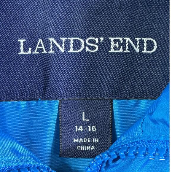 Lands’ End Women’s L Blue 80% Down Fill Lightweight Puffer Vest Zip Front Warm - Picture 3 of 7